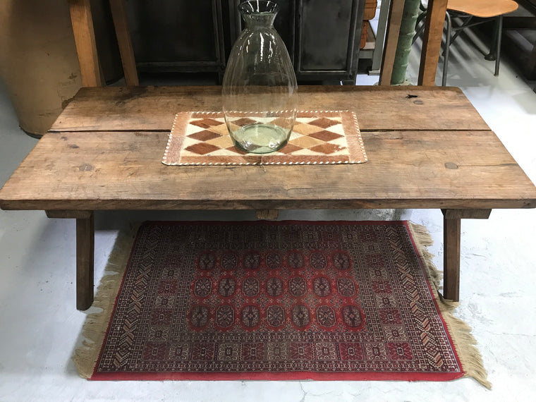 Vintage industrial European console wooden coffee table #2073