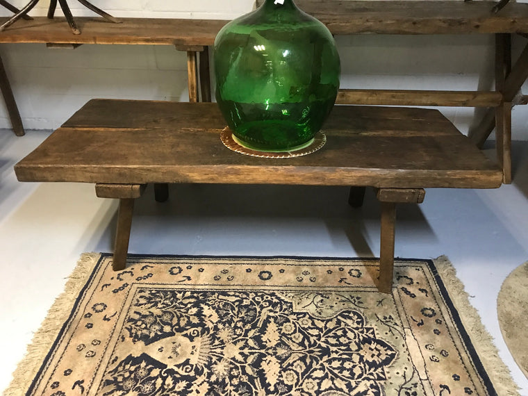 Vintage industrial European console wooden coffee table #2074