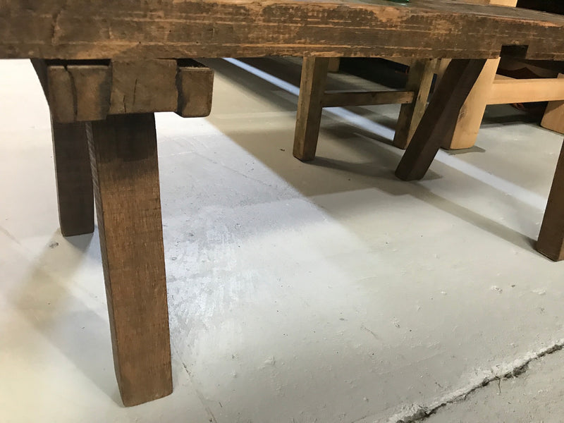 Vintage industrial European console wooden coffee table #2076