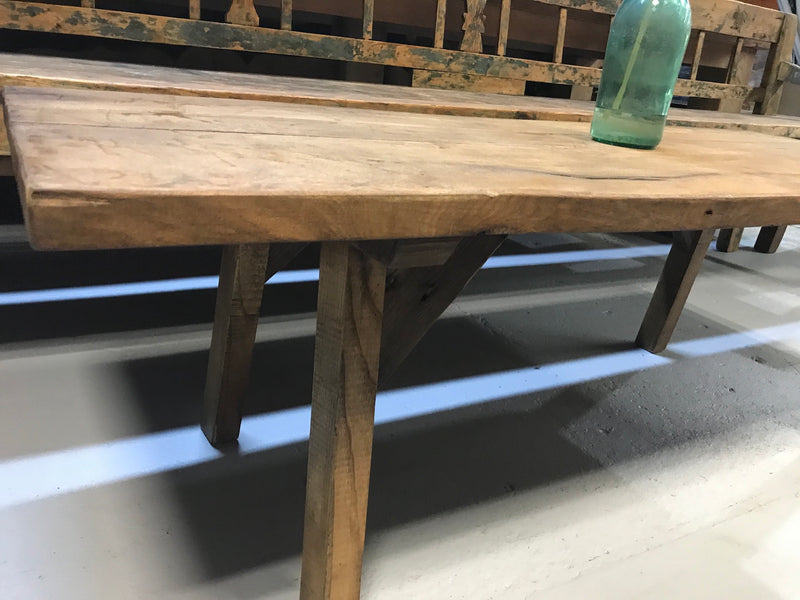 Vintage industrial European console wooden coffee table #2077
