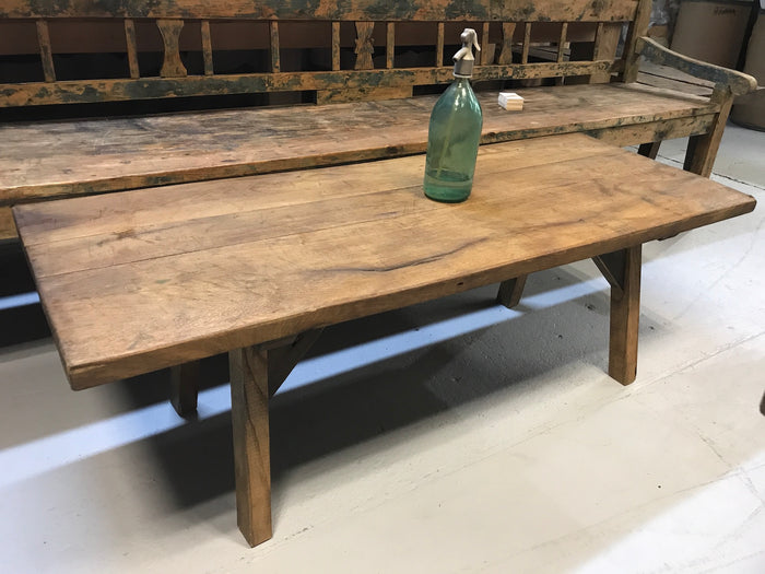 Vintage industrial European console wooden coffee table #2077