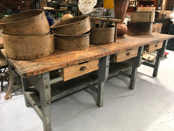 Vintage industrial European workbench table counter  #2115