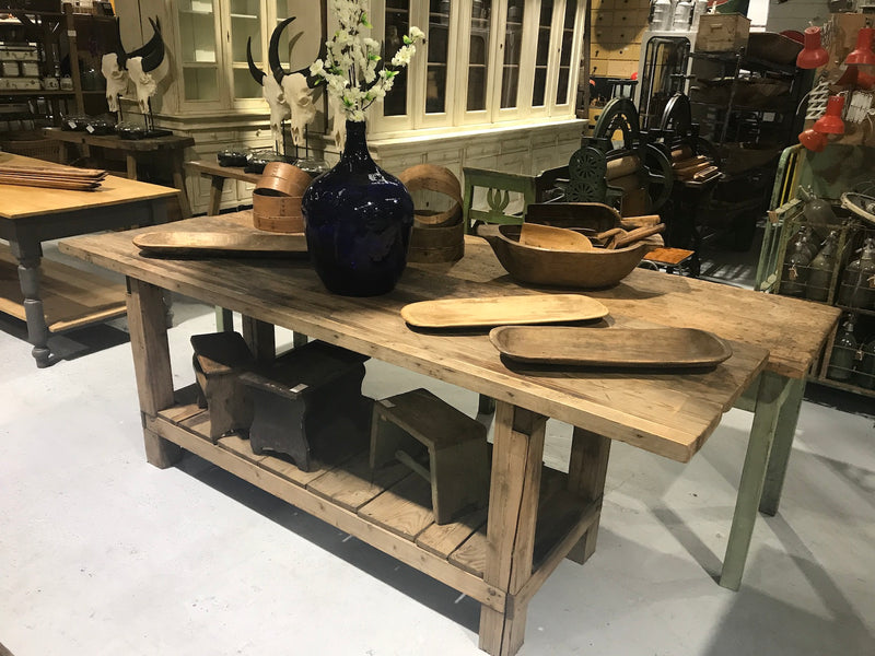 Vintage industrial European workbench table counter  #2117
