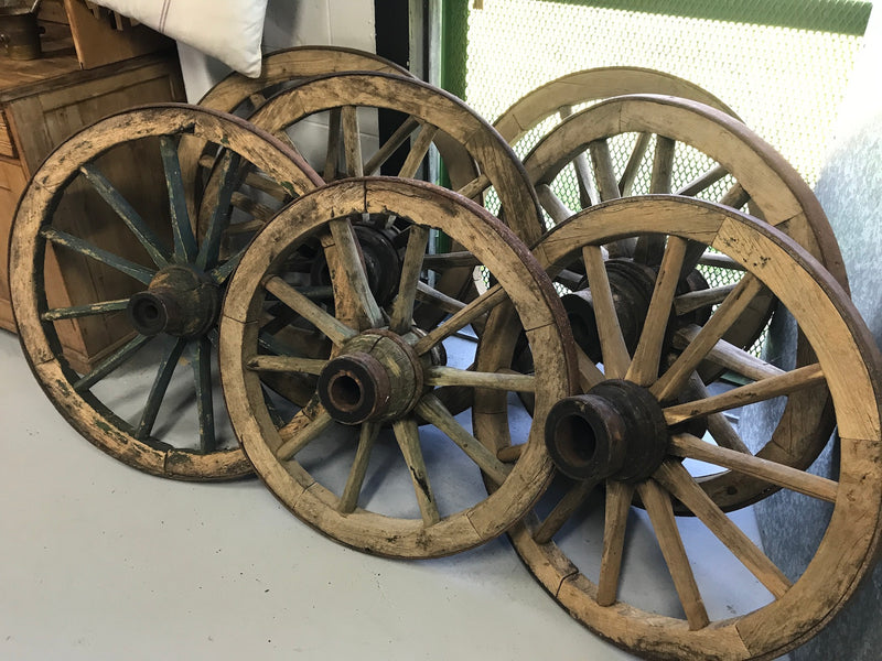 Vintage industrial European wooden wagon wheels #2127 in byron