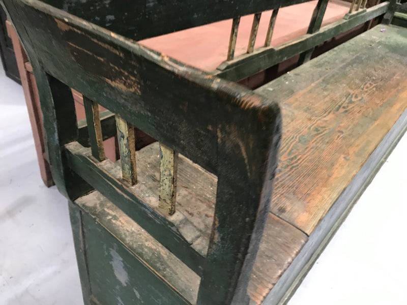Vintage industrial European 1930s wooden kitchen bench seat 2.2 mt #2151