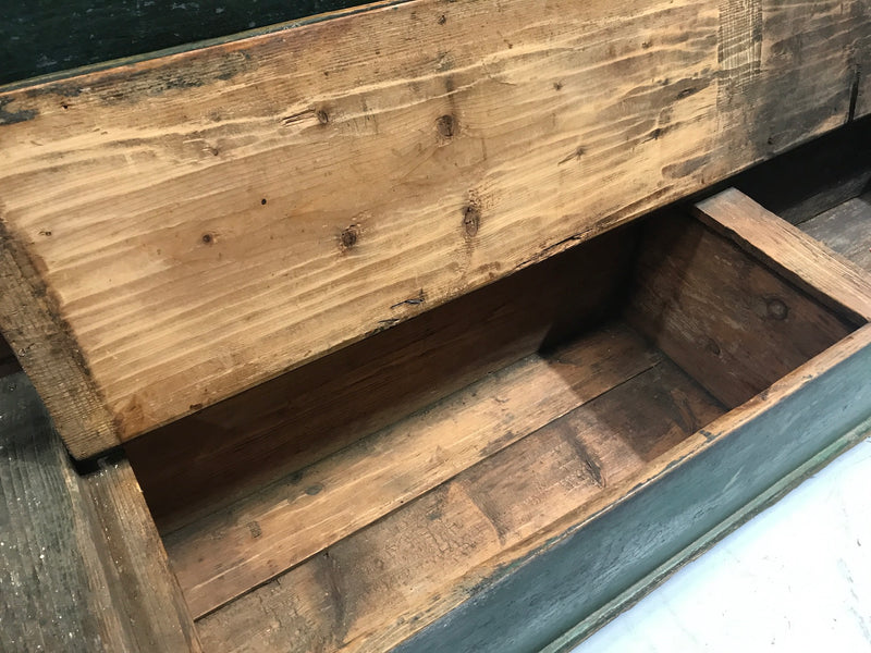 Vintage industrial European 1930s wooden kitchen bench seat 2.2 mt #2151