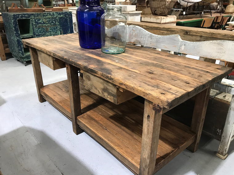 Vintage industrial European workbench table counter  #2163