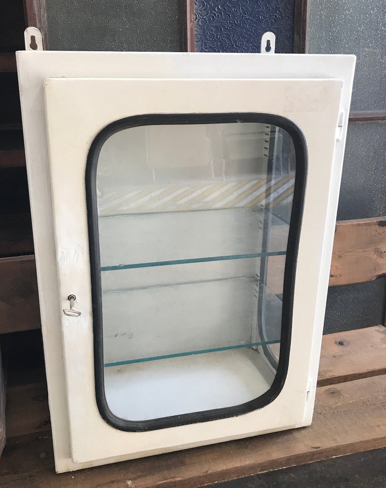 Vintage Eastern  European White Enamel Wall Medical Cabinet #4455  Byron