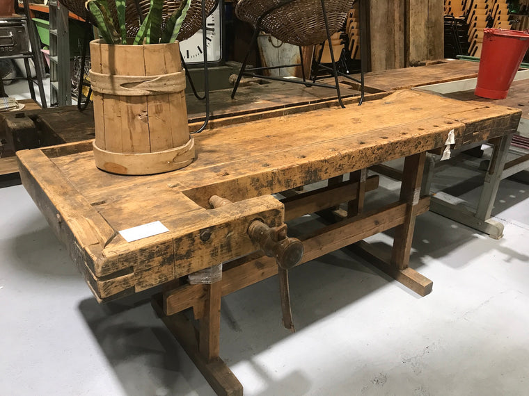 Vintage industrial European carpenters workbench 1920s #2171
