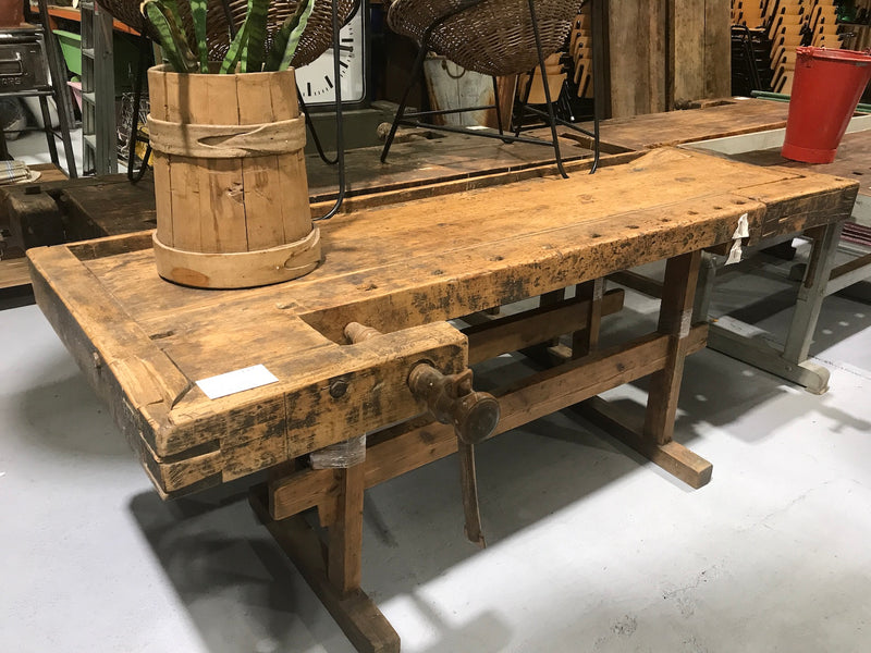 Vintage industrial European carpenters workbench 1920s #2171