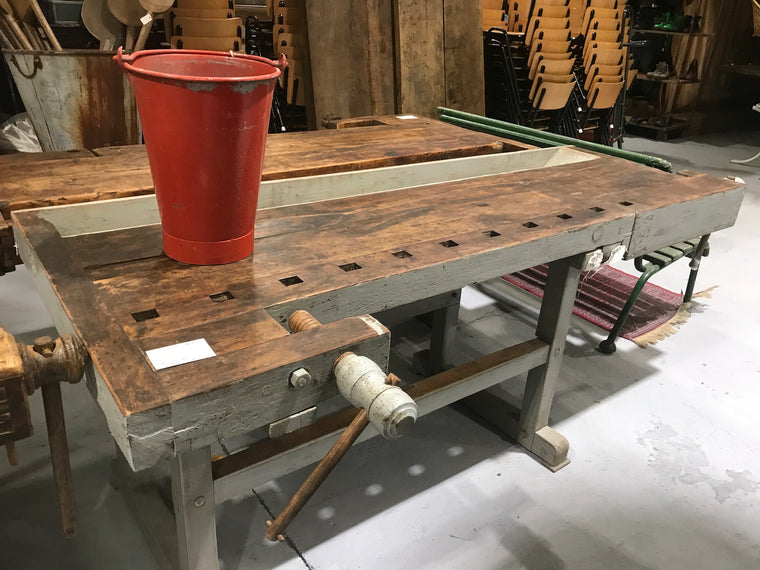 Vintage industrial European carpenters workbench 1920s #2172 Byron