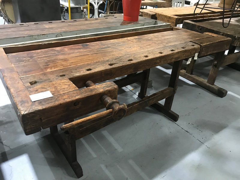 Vintage industrial European carpenters workbench 1920s #2173