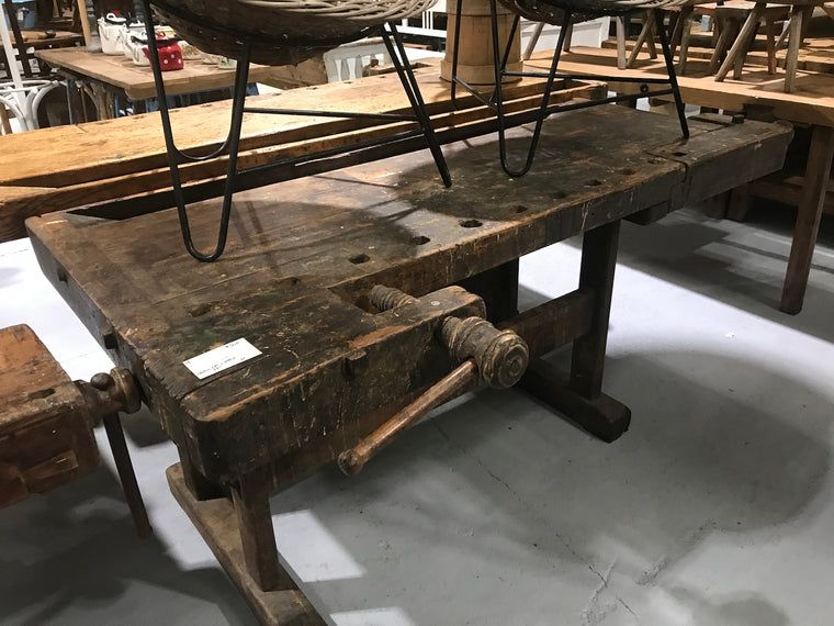 Vintage industrial European carpenters workbench 1920s #2174