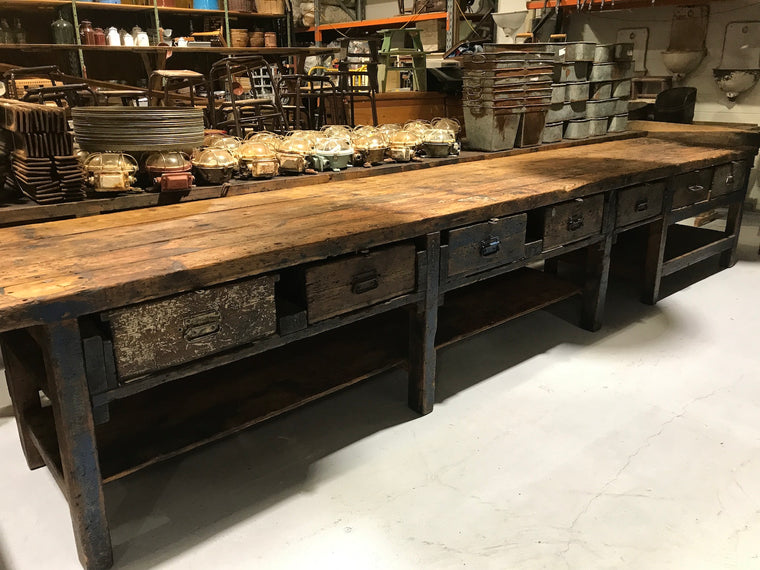 Vintage industrial European workbench table counter Kitchen island 5 meter #2187