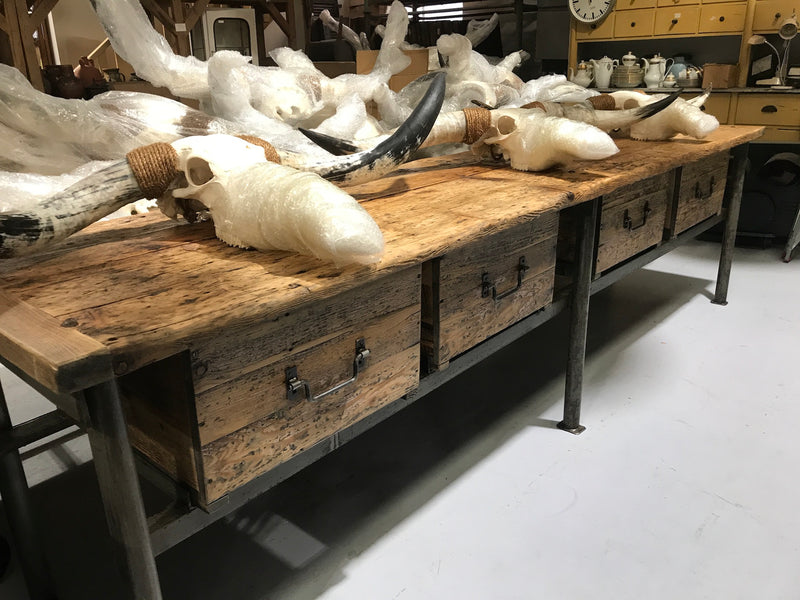 Vintage industrial European workbench table counter Kitchen island  #2190