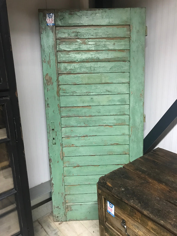 Vintage industrial wooden slat door #2202