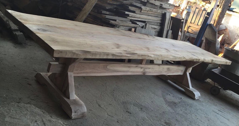 Vintage industrial European FRENCH OAK kitchen  dining table  4.3 long #2217 its in Byron bay