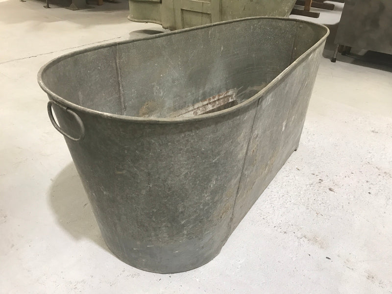Vintage industrial French galvanized bath tub #2220