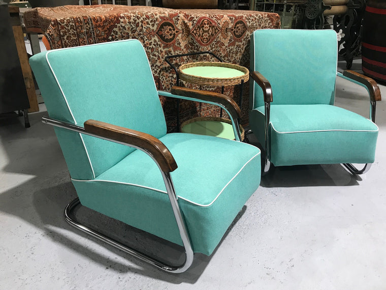 Vintage industrial 1935 Design chairs by Mucke Melder  sold as a pair #2222