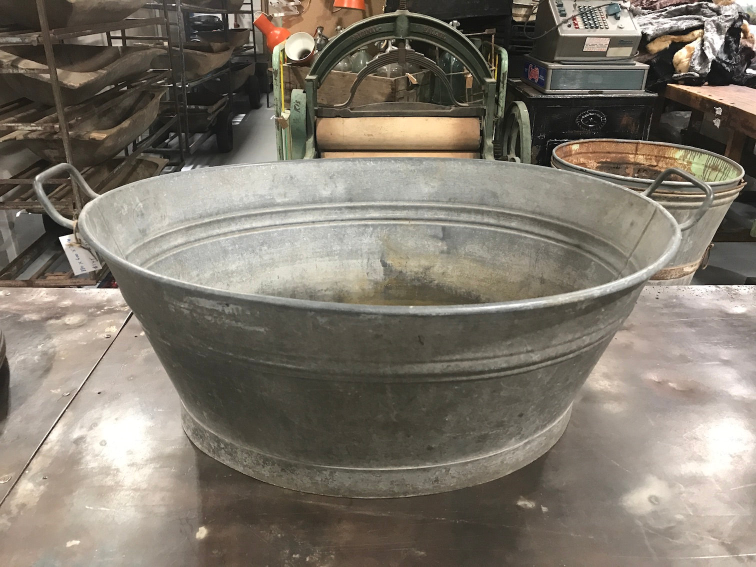 Vintage industrial European galvanized wash tubs #2230