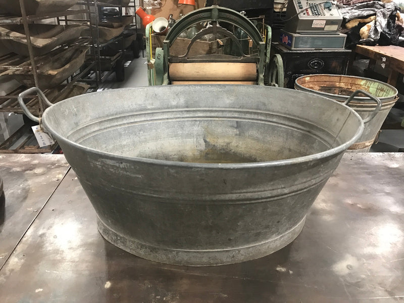 Vintage industrial European galvanized wash tubs #2230