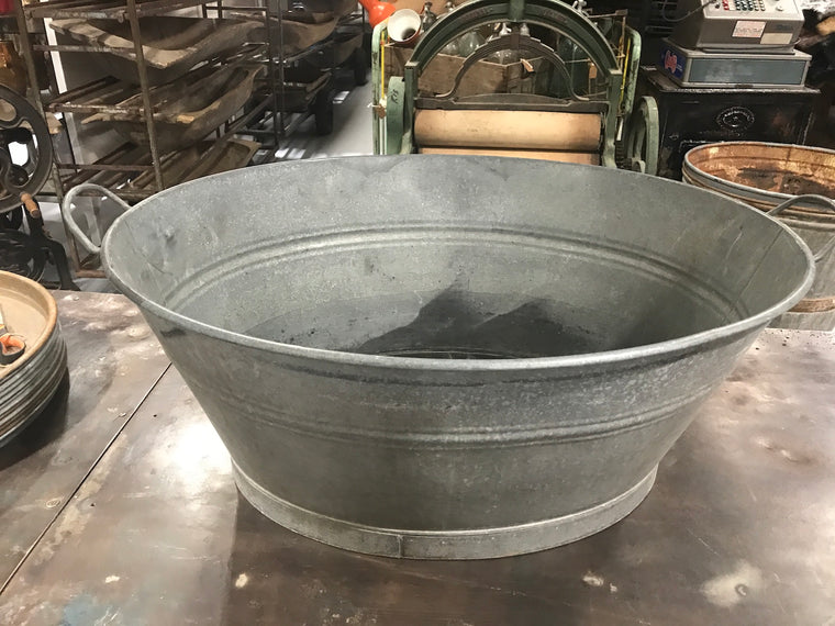 Vintage industrial European galvanized wash tubs #2231