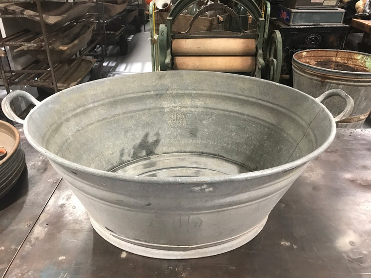 Vintage industrial European galvanized wash tubs #2232.