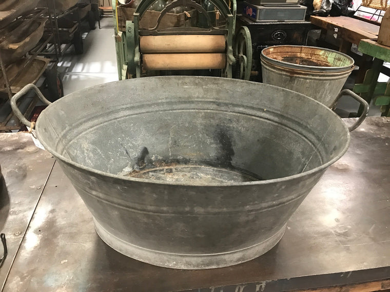 Vintage industrial European galvanized wash tubs #2233