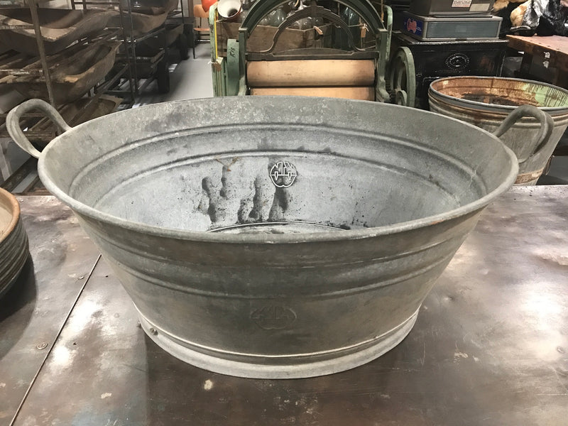 Vintage industrial European galvanized wash tubs #2235