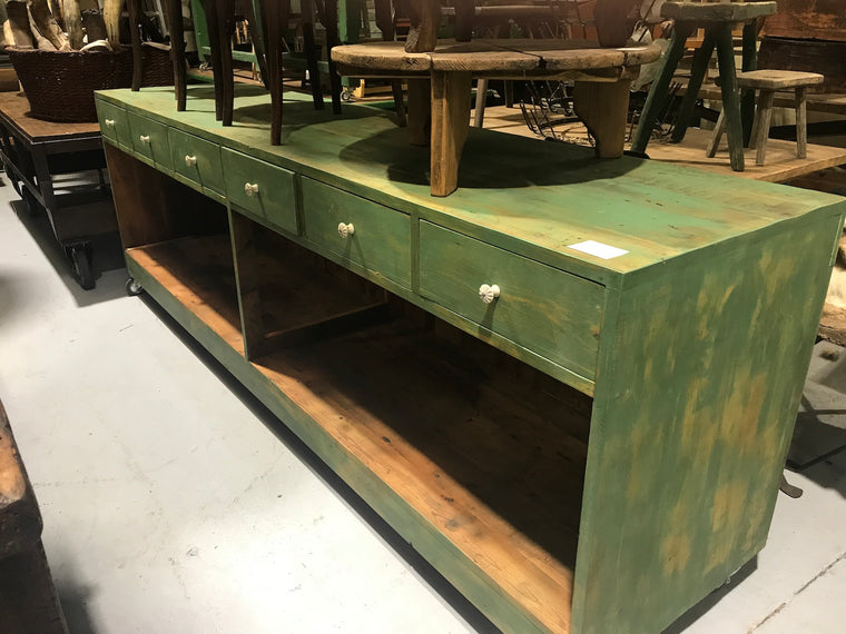 Vintage industrial European pharmacy shop counter  #2242