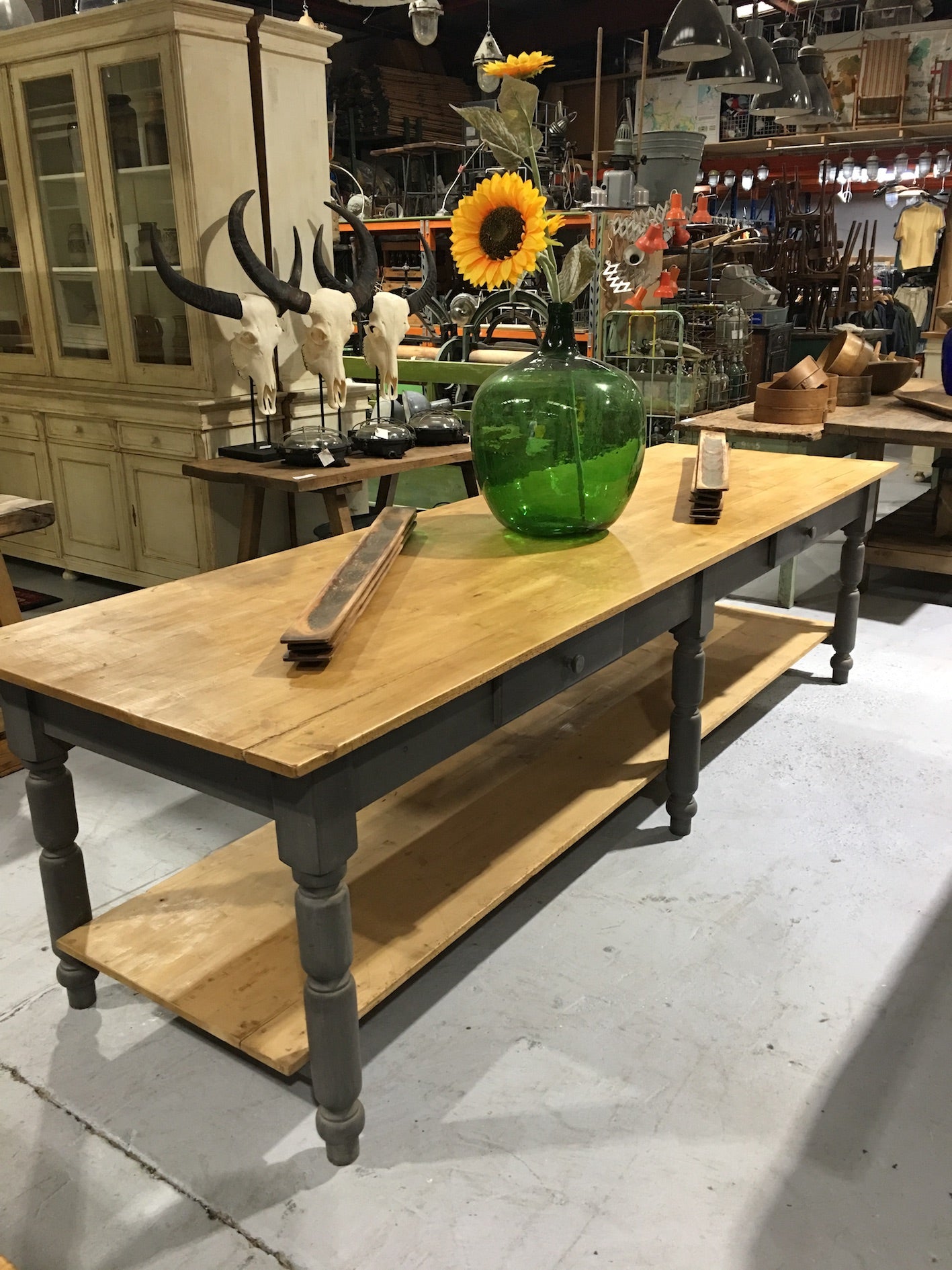 Vintage industrial European FARM Kitchen  Bench Table #2263 Byron