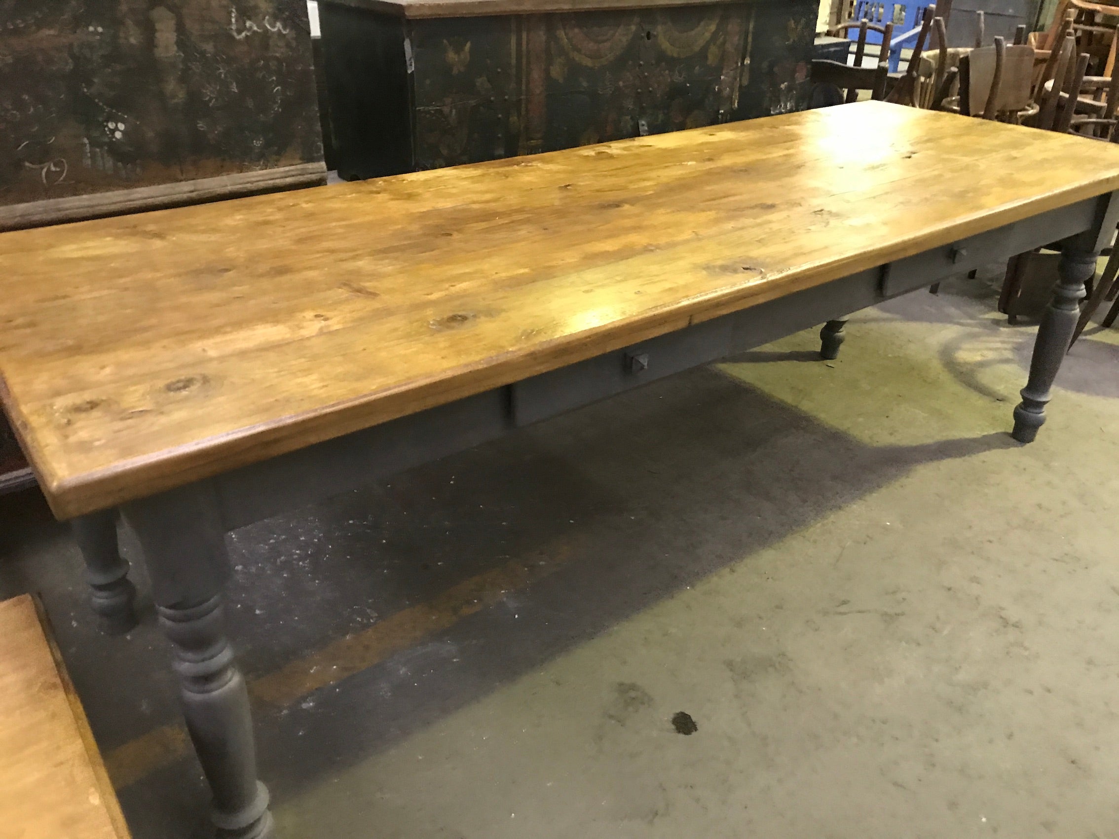 Vintage industrial European FARM kitchen dining table 2.5mt #2264