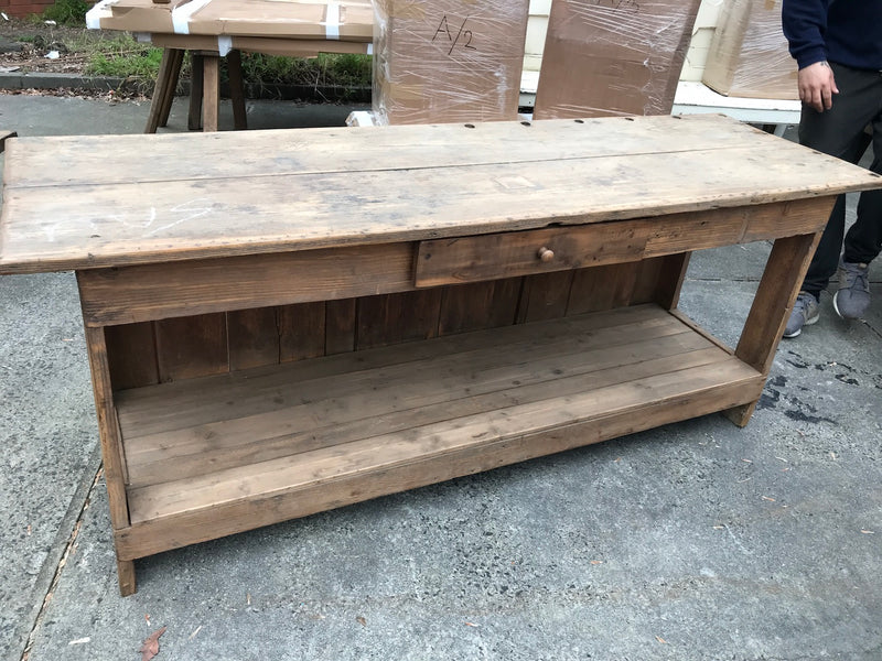 Vintage industrial European workbench table counter  kitchen island 1.9mt #2275