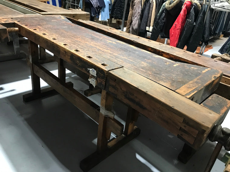 Vintage industrial European carpenters workbench 1920s #2283 #11