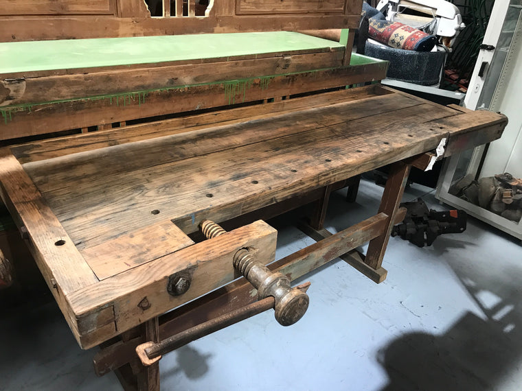 Vintage industrial European carpenters workbench 1920s #2284/3 Byron Warehouse