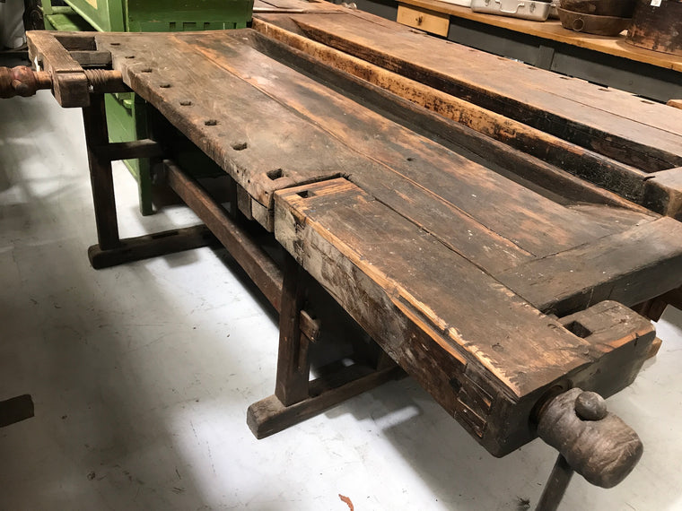 Vintage industrial European carpenters workbench 1920s #2286/7