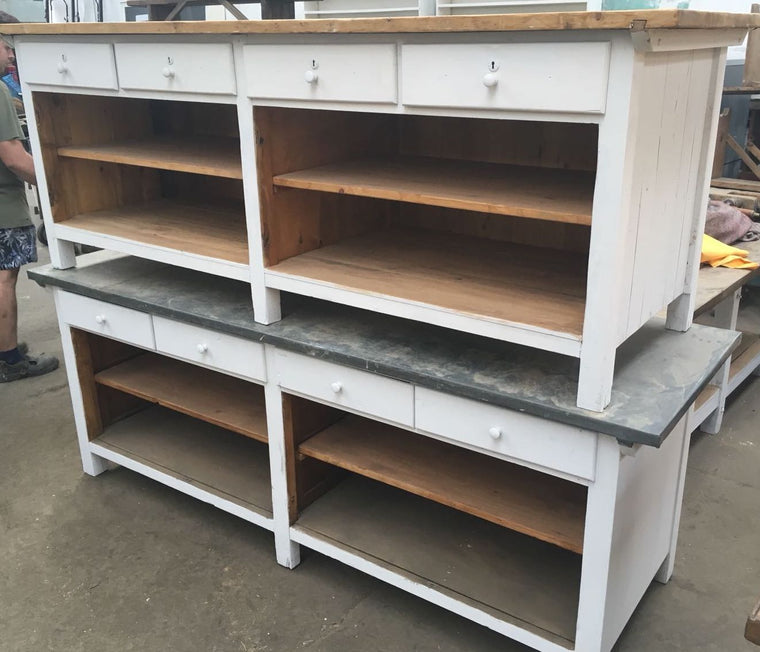 Vintage industrial European workbench table counter  kitchen island  #2308