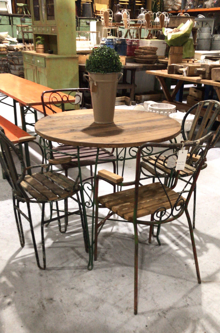 Vintage industrial French  garden setting #2319/green