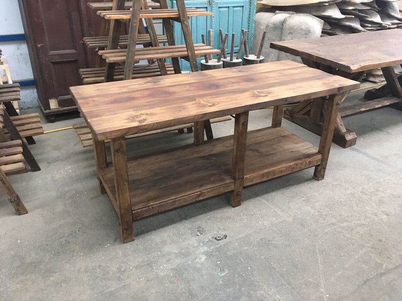 Vintage industrial European workbench table counter  kitchen island 2.0mt #2325