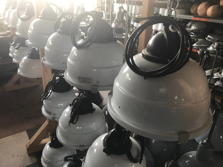 Vintage industrial European warehouse lights #2339
