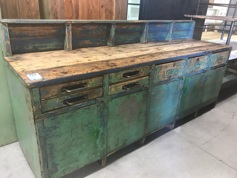 Vintage industrial European workbench table counter  kitchen island 2.6mt #2355 Byron