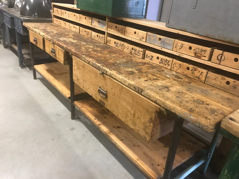 Vintage industrial European workbench table counter  kitchen island 3.0mt #2356
