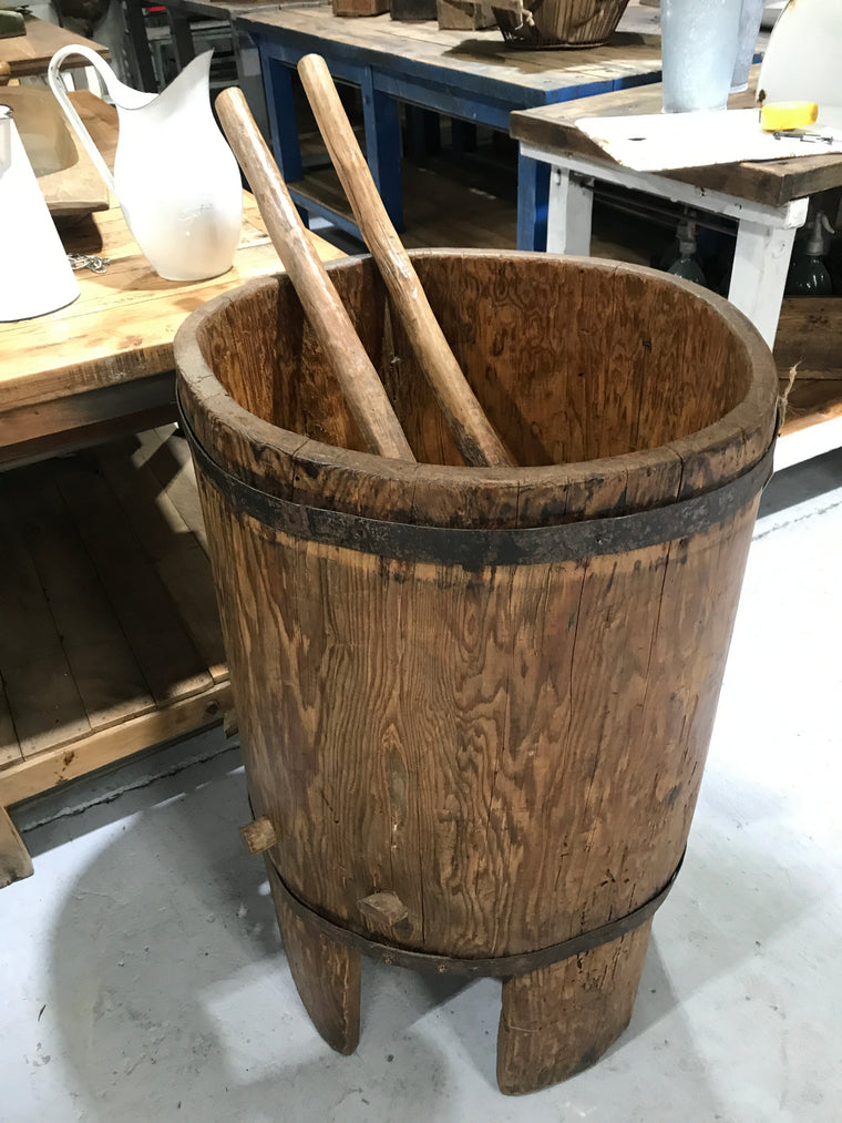 Vintage European primitive wooden mortar and pestle #2385/2