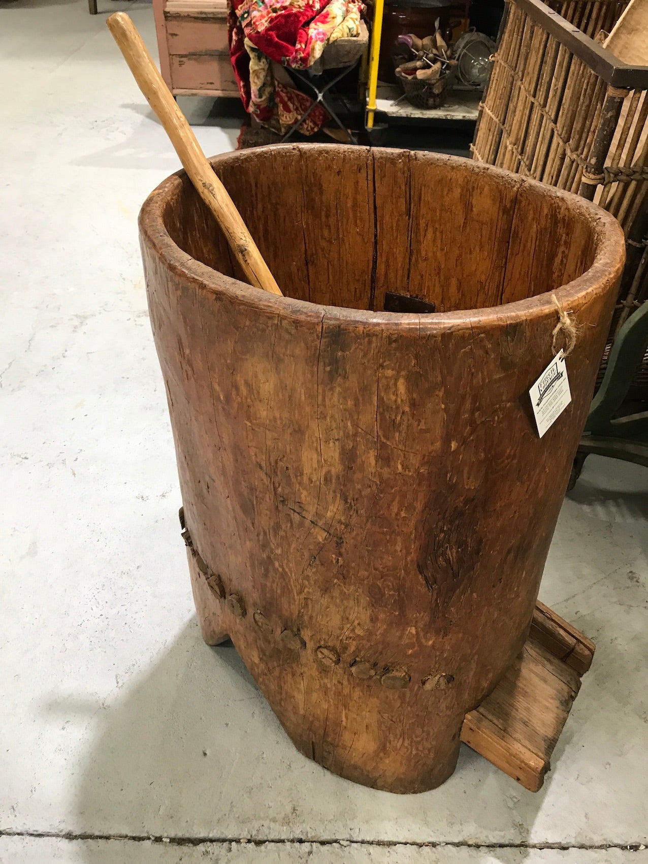 Vintage European primitive wooden mortar and pestle #2386/3
