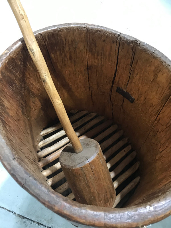 Vintage European primitive wooden mortar and pestle #2386/3