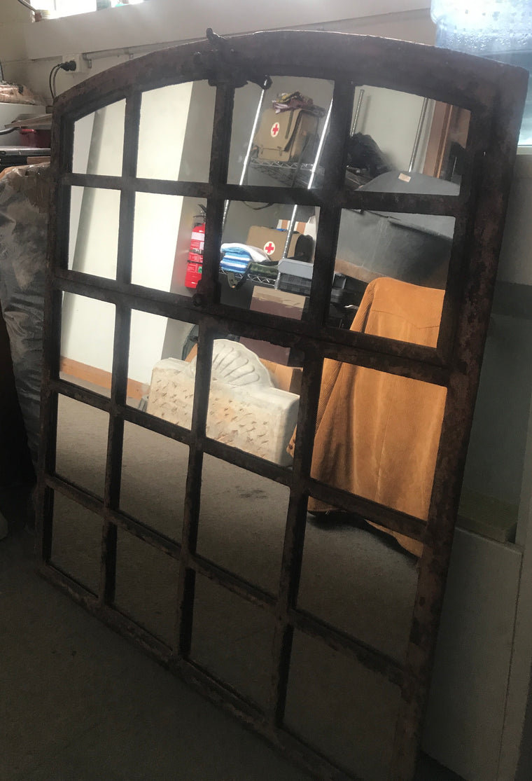Vintage industrial European cast iron  window mirror # 2388 Byron