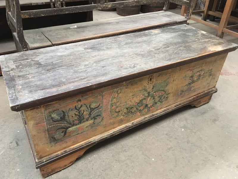 Vintage industrial European wooden trunk #2397