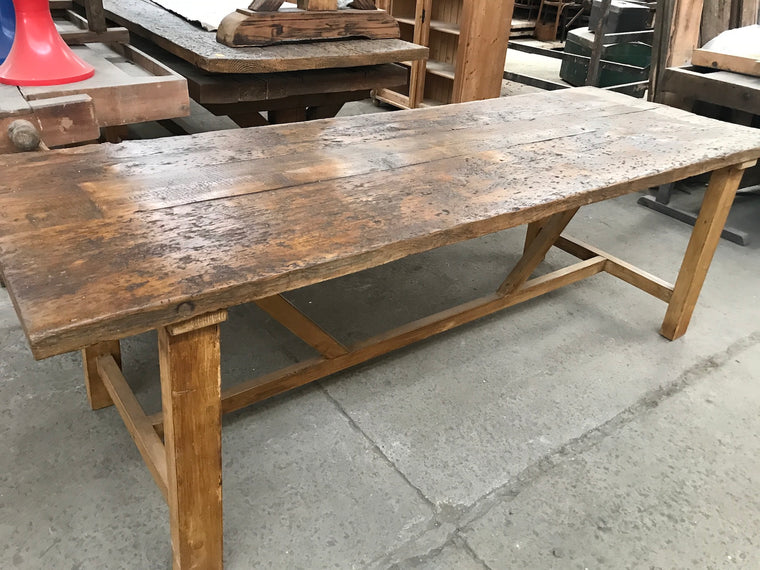 Vintage industrial European kitchen farmhouse dining table  #2398 Byron Warehouse