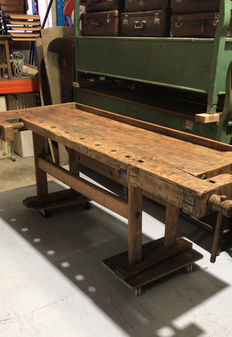 Vintage industrial European carpenters workbench 1920s #2408/2