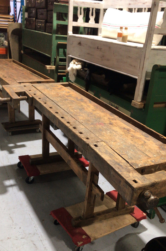 Vintage industrial European carpenters workbench 1920s #2408/6